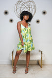 In My Own Lane Lime Green Floral Mini Dress