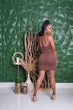 Simple Mini Dress - Brown