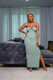 Sea green halter dress