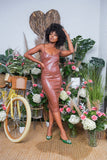 Cocoa Kiss Brown Leather Dress